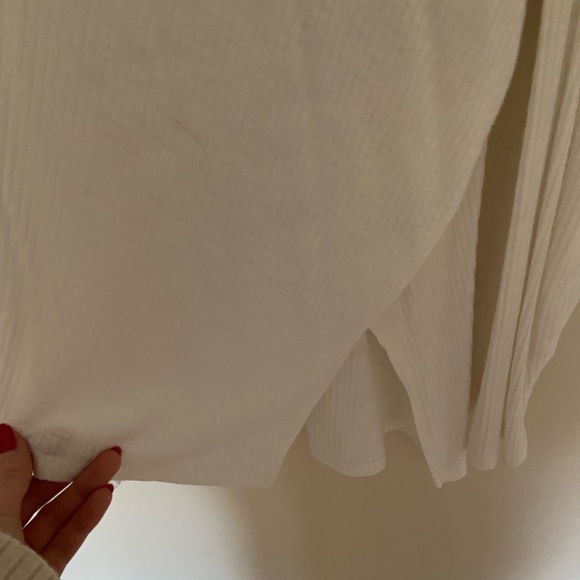 Aerie Ribbed Henley Long Sleeve T-Shirt - White - Picture 12 of 12